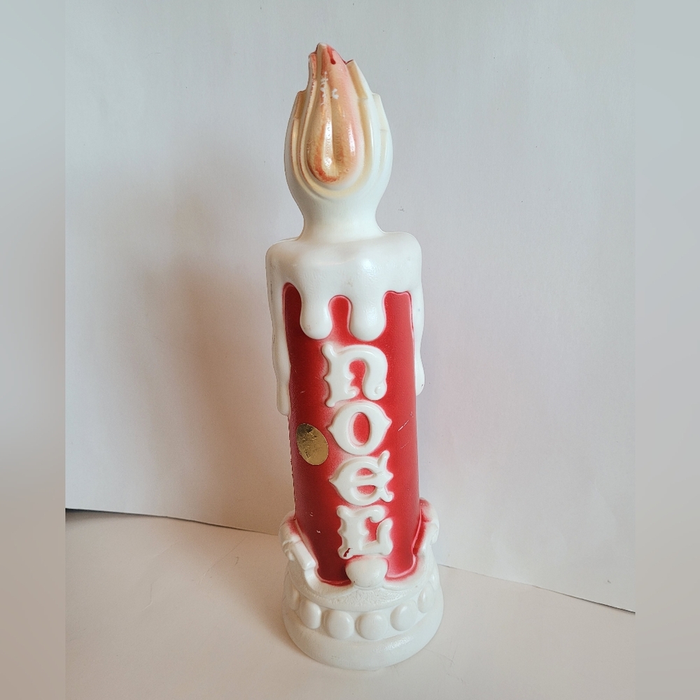Vintage Blowmold Noel Christmas Candle Small Made In Canada Vntg Holiday Decor
